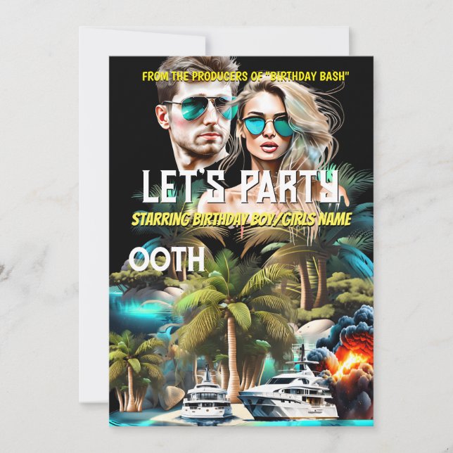 Movie poster beach thriller yacht adventure adults invitation (Front)