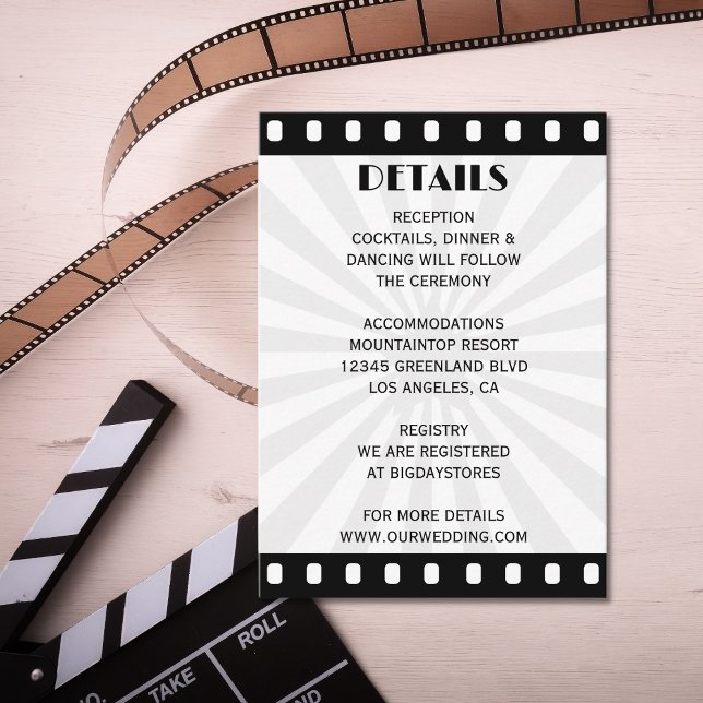 Movie Poster Film Reel Couple Photo Wedding Enclosure Card (Creator Uploaded)