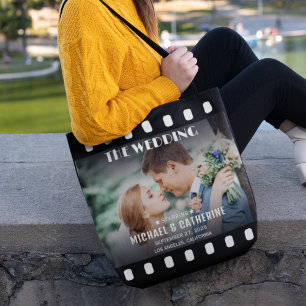 Movie Poster Film Strip Black And White Wedding Tote Bag