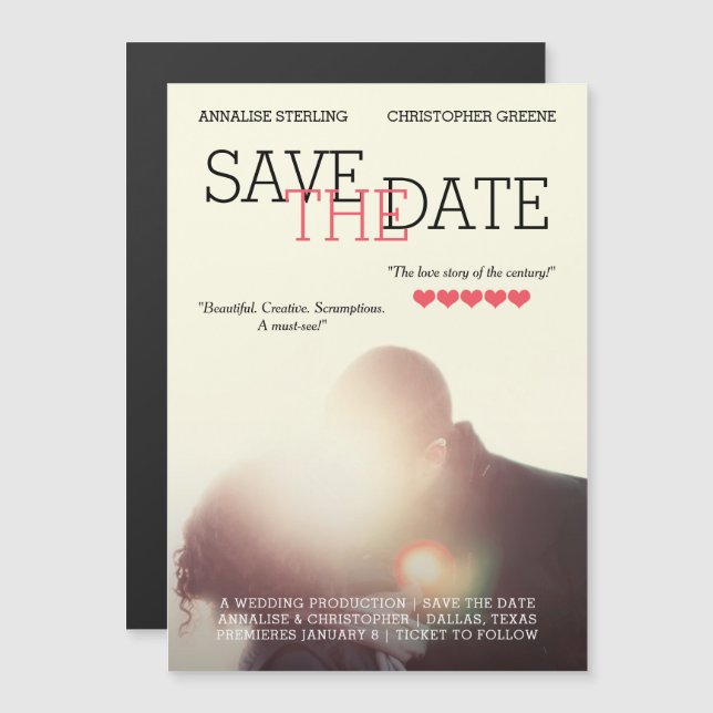 Movie Poster Save the Date Magnetic Invitation (Front/Back)