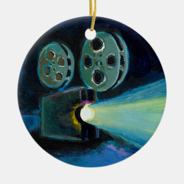 Movie projector colourful expressive painting art ceramic ornament (Front)