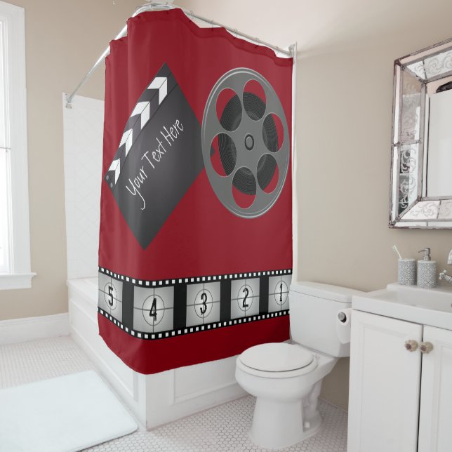 Movie Reel Clapboard Film Strip Shower Curtain (In Situ)