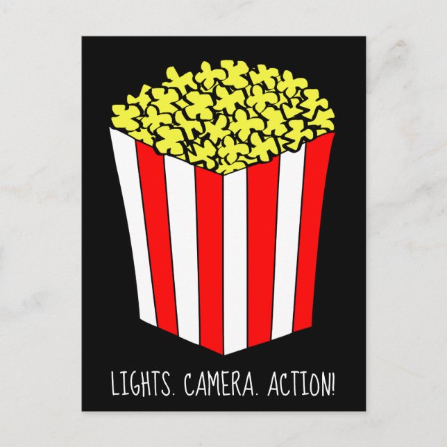 Movie Screening Theatre Popcorn Party Invitation Postcard (Front)