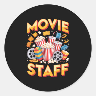 Movie staff film movie food night snack popcorn  classic round sticker