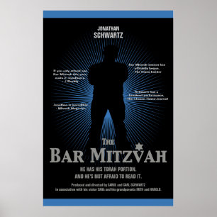 Movie Star Bar Mitzvah Poster Black Navy Blue