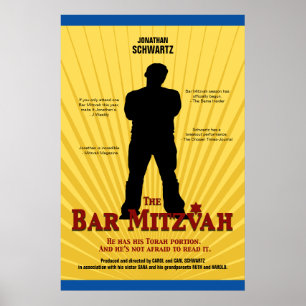 Movie Star Bar Mitzvah Poster Yellow Blue