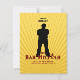 Movie Star Bar Mitzvah Reply RSVP Yellow Blue