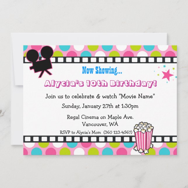 Movie Star Birthday Invitation (Front)