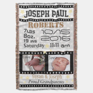 Movie Star Retro Photo Frames Film Reel Throw Blanket