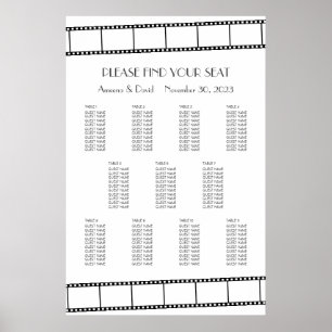 Movie Stars Film Strip Wedding Seating Chart