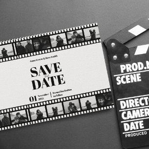 Movie Strip Film Funny Photo Collage Save The Date Invitation