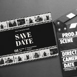 Movie Strip Film Funny Photo Collage Save The Date Invitation<br><div class="desc">Life is a movie and so is your love story! Introducing our unique and stylish "Save the Date" cards, inspired by the magic of movies. These cards feature a film strip design on the top and bottom, allowing you to fill in with your own personal photos. The perfect way to...</div>