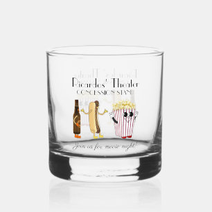 Movie Theater Concession Stand Hotdog Popcorn Rock Whiskey Glass