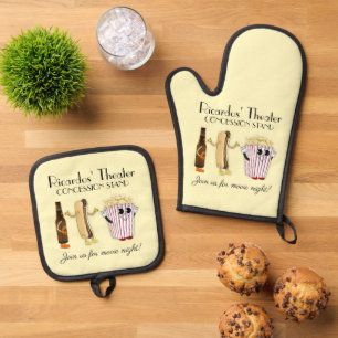 Movie Theater Concession Stand Oven Mitt & Pot Holder Set