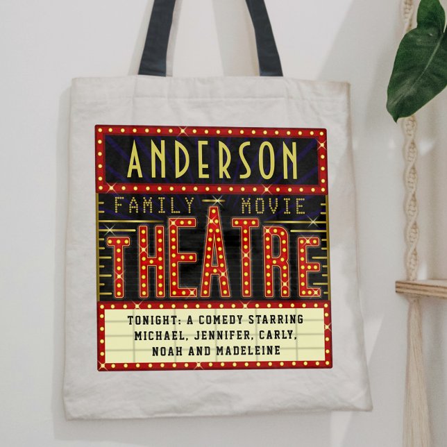 Movie Theater Marquee Home Cinema | Custom Name Tote Bag (Creator Uploaded)