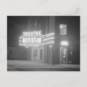 Movie Theatre at Night, 1941 Postcard