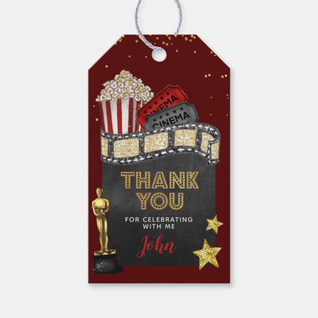 Movie Theatre Birthday Gift Tags (Front)