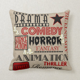 Movie Theatre Cinema Genre ticket Pillow-Red Cushion