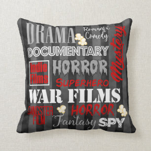 Movie Theatre Cinema movie genre ticket Pillow-red Cushion