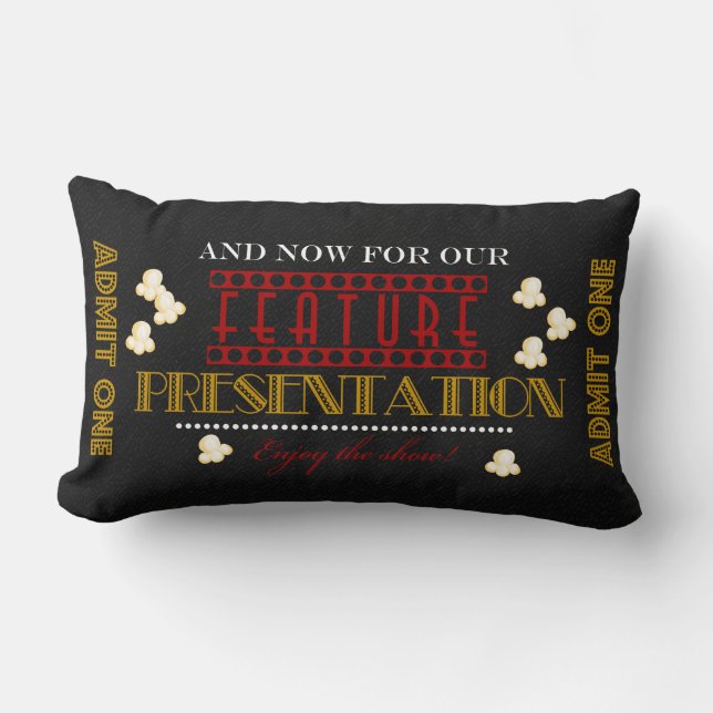 Movie Theatre Feature Presentation popcornPillow Lumbar Cushion (Front)