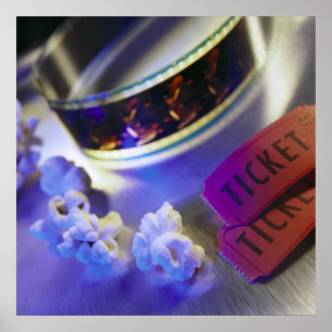 Movie Theatre Film, Popcorn & Tickets Poster