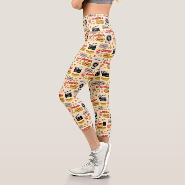 Movie Theatre Fun Pattern Capri Leggings (Left)