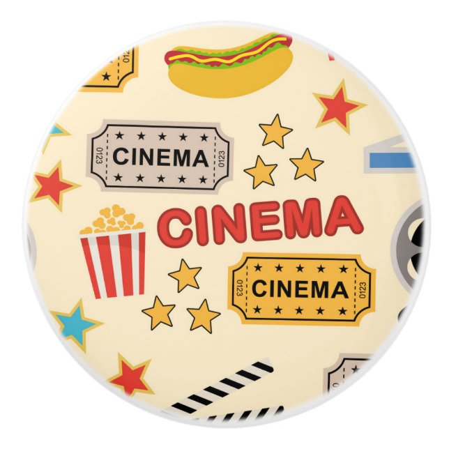 Movie Theatre Fun Pattern Ceramic Knob (Front)