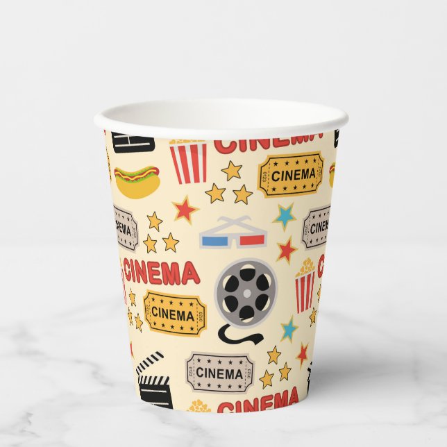 Movie Theatre Fun Pattern Paper Cups (Front)
