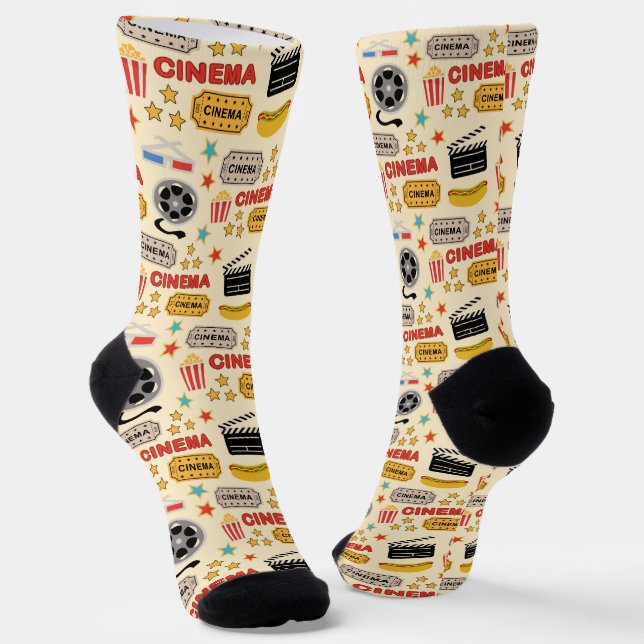 Movie Theatre Fun Pattern Socks (Angled)