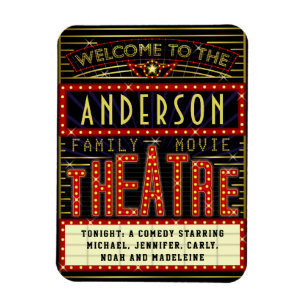 Movie Theatre Marquee Home Cinema Custom Name Magnet