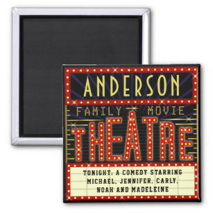 Movie Theatre Marquee Home Cinema   Custom Name Magnet