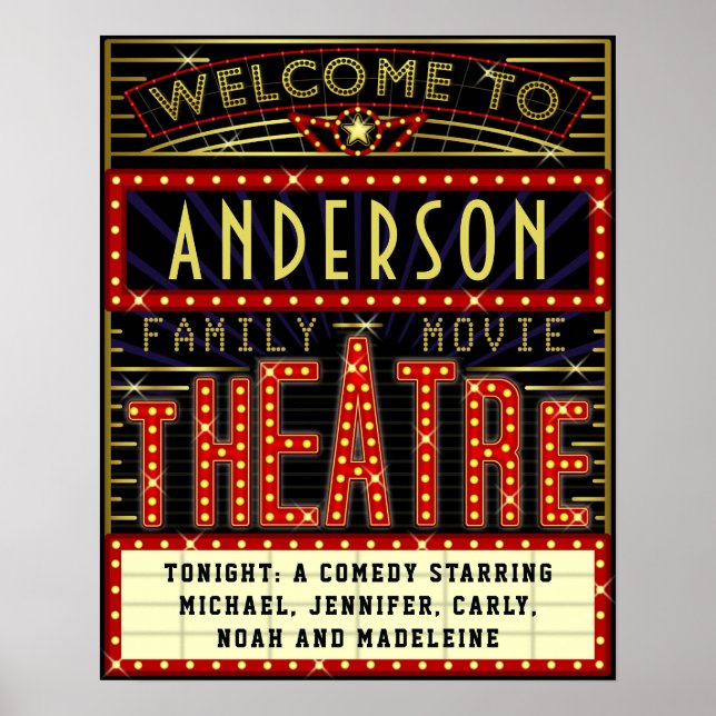 Movie Theatre Marquee Home Cinema | Custom Name Poster (Front)