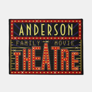 Movie Theatre Marquee Home Cinema   Custom Name V1 Doormat