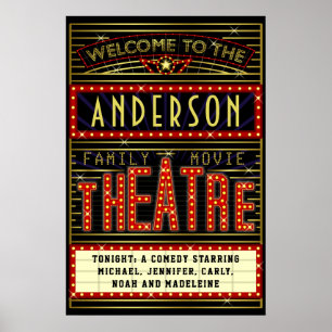 Movie Theatre Marquee Home Cinema   Name 20 x 30 Poster