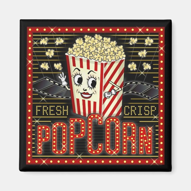 Movie Theatre Marquee Home Cinema Popcorn Custom Magnet (Front)