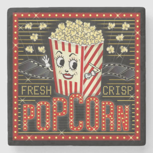 Movie Theatre Marquee Home Cinema Popcorn Custom Stone Coaster