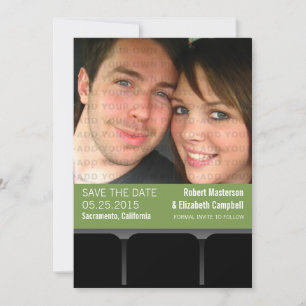 Movie Theatre Photo Save the Date Invite, Green