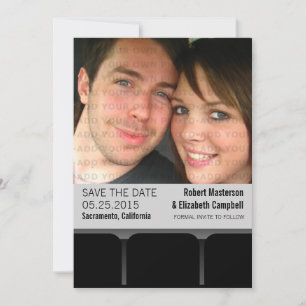 Movie Theatre Photo Save the Date Invite, Grey