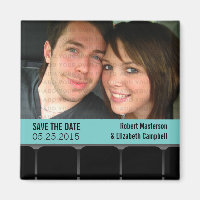Movie Theatre Photo Save the Date Magnet, Aqua
