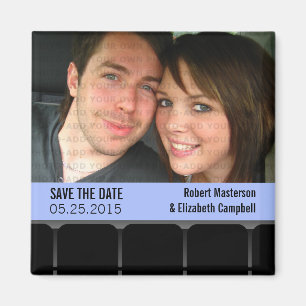 Movie Theatre Photo Save the Date Magnet, Blue Magnet
