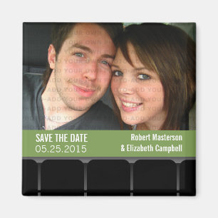 Movie Theatre Photo Save the Date Magnet, Green Magnet