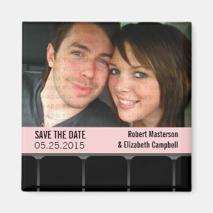 Movie Theatre Photo Save the Date Magnet, Pink Magnet