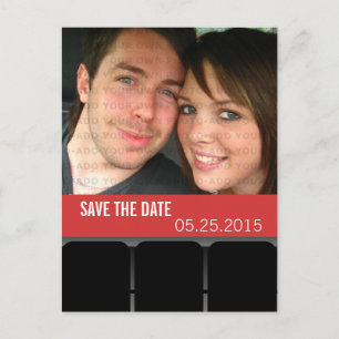 Movie Theatre Photo Save the Date Postcard, Red Announcement Postcard