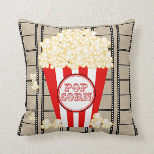 Movie Theatre Popcorn and Film Pillow-red Cushion
