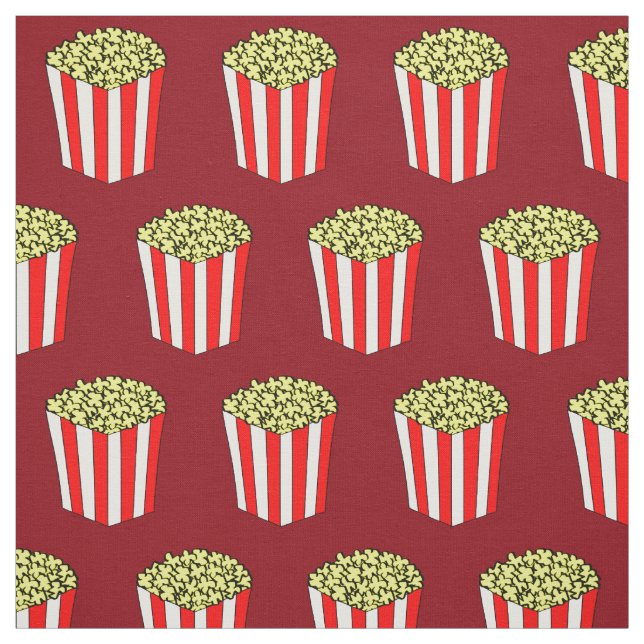 Movie Theatre Popcorn Box Pattern Red Fabric (Swatch)