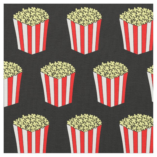 Movie Theatre Popcorn Box Retro Black Pattern Fabric (Close Up)