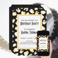 Movie Theatre Popcorn Theme Birthday Invitation 