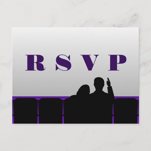 Movie Theatre RSVP Postcard, Purple Invitation Postcard (Front)