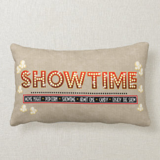 Movie Theatre Showtime Pillow- beige background Lumbar Cushion