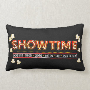 Movie Theatre Showtime Pillow- red and gold Lumbar Cushion